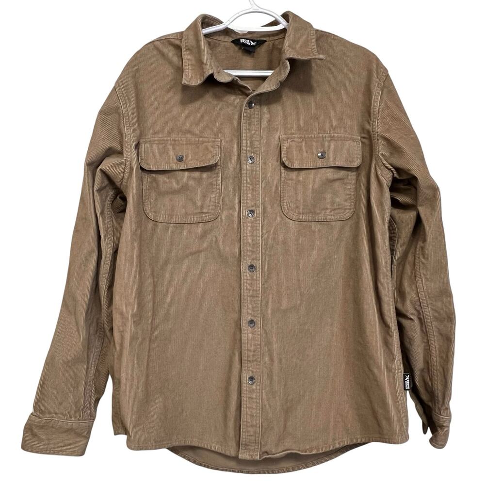 Eddie Bauer Corduroy Button Up Shirt Men Large Brown Long Sleeve